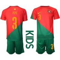 Portugal Pepe #3 Hjemme Trøje Børn VM 2022 Kortærmet (+ Korte bukser)